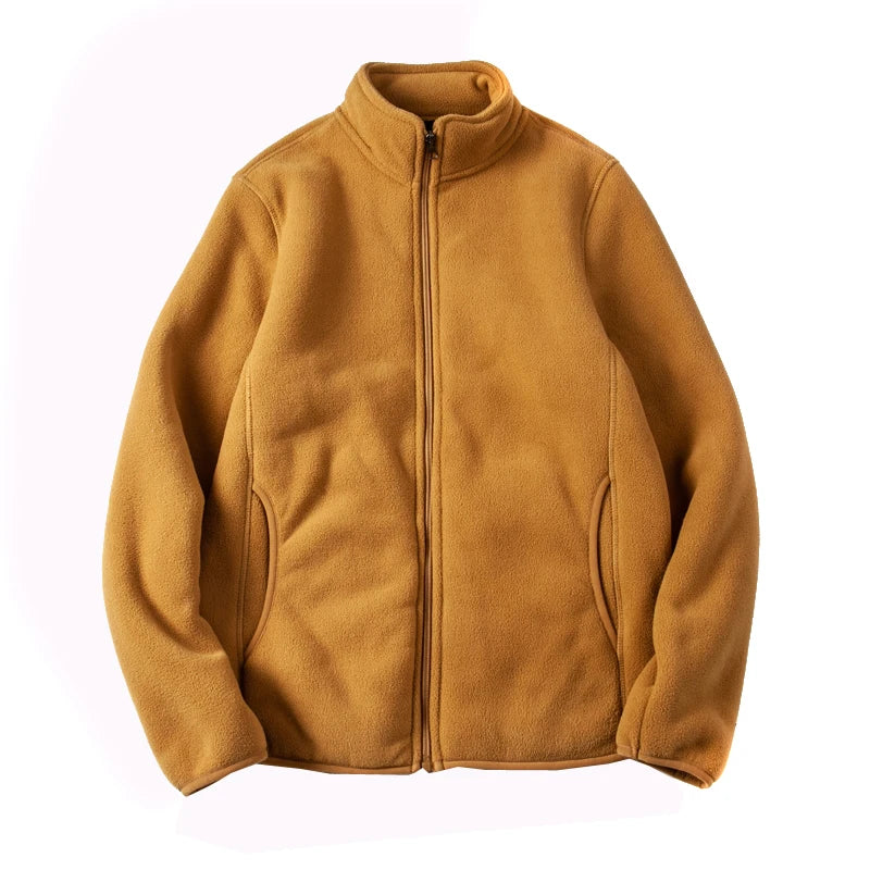 Threebooy American Warm Fleece Sweatshirt Imitation Lamb Velvet Coat Korean Autumn Winter Men's Thickened Simple Zipper Up Lapel Jacket