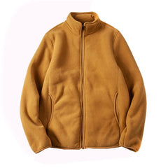 Threebooy American Warm Fleece Sweatshirt Imitation Lamb Velvet Coat Korean Autumn Winter Men's Thickened Simple Zipper Up Lapel Jacket