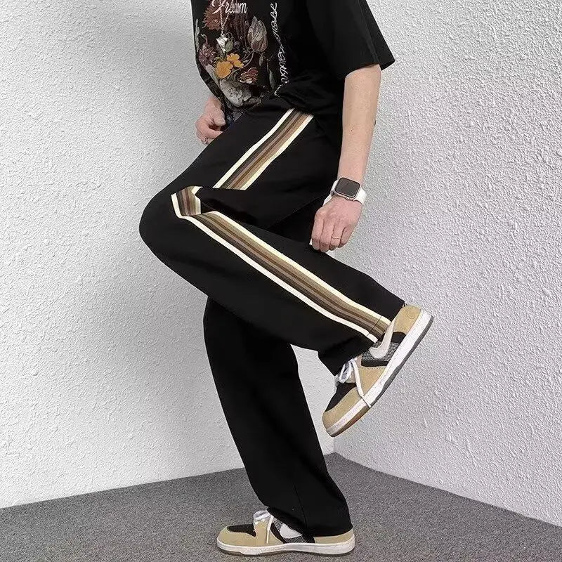 Threebooy  Striped Men's Spring and Summer New Style Versatile Handsome Casual Trendy Brand High Street Straight Sports Sweatpants