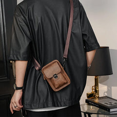 Threebooy  Vintage Mini Men's Crossbody Bag Fashion Shoulder Bag Men Mobile Phone Bag Casual Handbags Small Crossbody Shoulder Bag For Men