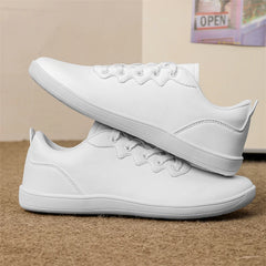 Threebooy  Big Size 48 49 Pure White Shoes Men Leather Sneakers With Wide Box Minimalist Barefoot Flats Zero Drop for Unisex
