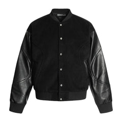 Threebooy Vintage Patchwork PU Leather Jackets Mens Streetwear Hip Hop Varsity Baseball Coats Harajuku Loose Casual Fashion Jackets Male