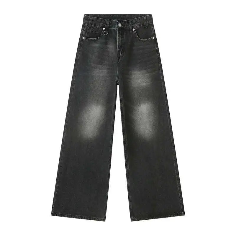 Threebooy  High Street Men's Denim Pants Camouflage Casaul Straight Bottom Simple Wide Leg Loose Trousers Spring Stylish 2025