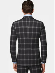 Threebooy  Men's Plaid Suit Two-Piece Set Four-Season Anti-Wrinkle No-Iron Business Casual Formal Wear Slim Two-Button Suit Trousers Suit