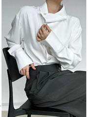 Threebooy New Chinese Retro Design Niche Shirt Korean Style Fashion Trend Irregular High-end Shirt Neckline Chic Jacket Men Aesthetic