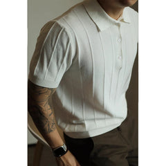 Threebooy  New Men's Clothing Luxury Business Polo Shirt Casual Slim-fit Knitted Solid Color Short Sleeve T-shirt High Quality Tops M-3XL