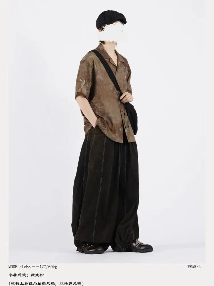 Threebooy American Fashion Retro Top Korean Streetwear 2025 Summer Lazy New Lazy Style Cuban Collar Short-sleeved Shirt Aesthetic Chic
