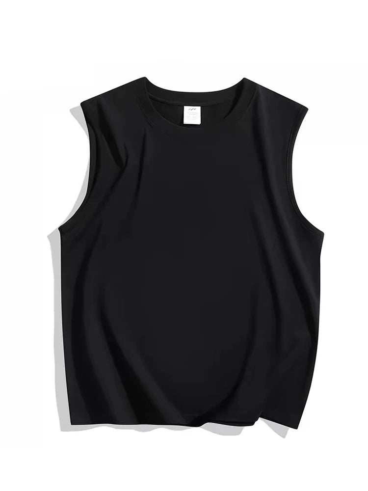 Threebooy  230GSM Cotton Men's Tank Tops Comfortable Muscle Fit Athletic Vest for Gym and Summer Workouts Korean Basic Sleeveless Tee Tops