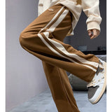 Threebooy Autumn New Trendy Versatile Striped Pants Straight Wide Leg Workwear Sweatpants Men's Casual Trousers Sweatpants Large Size 8XL