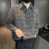 Threebooy  ClothingMen's Spring High Quality Long Sleeve Shirts/Male Loose Plaid Lapel Casual Club Shirts M-2XL