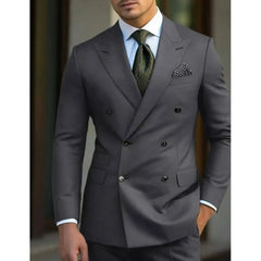 Threebooy  Classic Mens Suits Slim Fit 2 Piece  Double Breasted Peak Lapel Luxury Men Wedding Suit Tuxedo For Prom Party