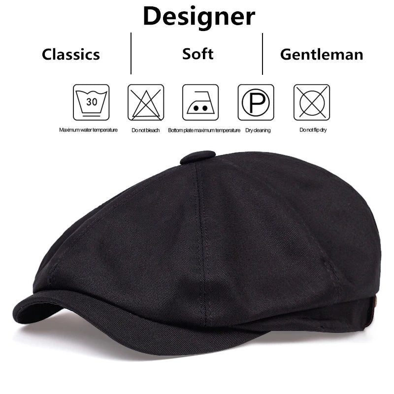 Threebooy Mens Retro Newsboy Caps Stitching Berets Cap Autumn Winter Vintage Painter Octagonal Hats Gorras
