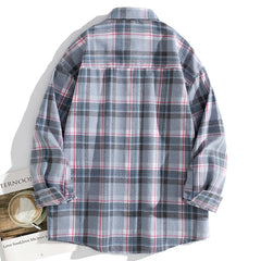 Threebooy  Spring Men's Shirts Single Breaste Classic Plaid Lapel Shirts Smart Casual Flannel Shirt Long Sleeved Autumn Men Stripe Top