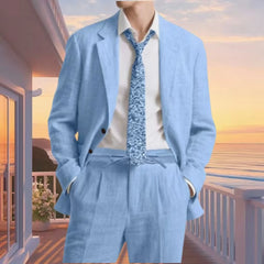Threebooy  Men's Two-Piece Suit Summer Fashion Notch Lapel summer beach wedding parties Casual business cardigan for men