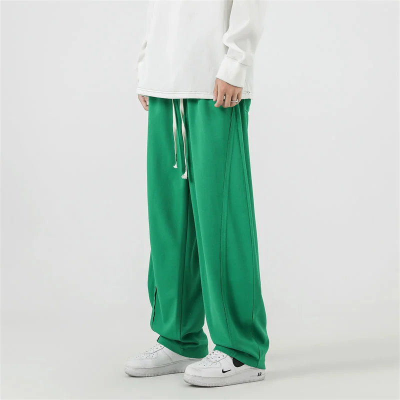 Threebooy Men's Fashion Trend Sports Casual Pants Loose Elastic Waist Joggers Sweatpants Hip Hop Style Homme Green/black Trousers