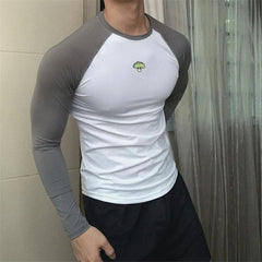 Threebooy Gym Fitness Skinny Long Sleeve T-shirt Men Compression Quick dry Long sleeve Shirt Male Running Bodybuilding Workout Tee shirt Tops Clothing