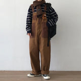 Threebooy Mens Japanese Workwear Style Casual Jumpsuit 2024 New Genderless Fashion Trend Loose Color Blocking Versatile Overalls Unisex