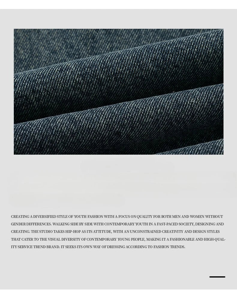 Threebooy Men's Wide Leg Curved-Knife Jeans Summer American Bamboo Pattern Striped Texture Design Men Trendy Denim Pants 2025 Baggy Jeans