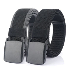 Threebooy  95cm-120cm Metal-free Elastic Belts for Men Women Hard Plastic Buckle Stretch Belt Male Trouser Girdles Waistband Black
