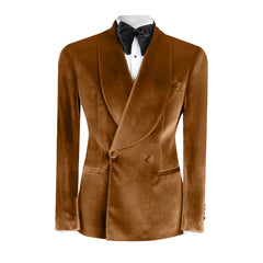 Threebooy  Vintage Velvet Wedding Tuxedos Jacket Double Breasted Men Blazers Suit Peaked Lapel Groom Wear Party Sport Coats