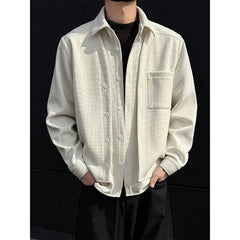 Threebooy Spring New Men's Shirts Long Sleeve Fake two pieces Solid Color Casual Shirt Harajuku Blouse Fashion Unisex Clothes coat