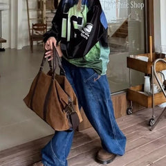 Threebooy  Summer New Men's Big Pocket Embroidered Jeans Y2k Harajuku Retro Fashion Casual Trend Street Hip-Hop Simple Loose Men's Bottoms