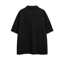 Threebooy  Men Vintage Loose Polo Shirt Casual Loose Fit Asymmetric Collar Design Breathable Comfortable Versatile Trendy