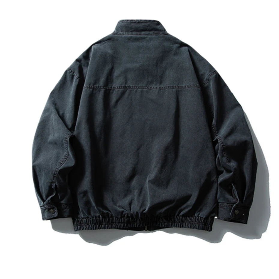 Threebooy Vintage Splicing Denim Jackets Mens Streetwear Punk Y2k Cargo Coats Harajuku Loose Casual Hip Hop Washed Jeans Jackets Male