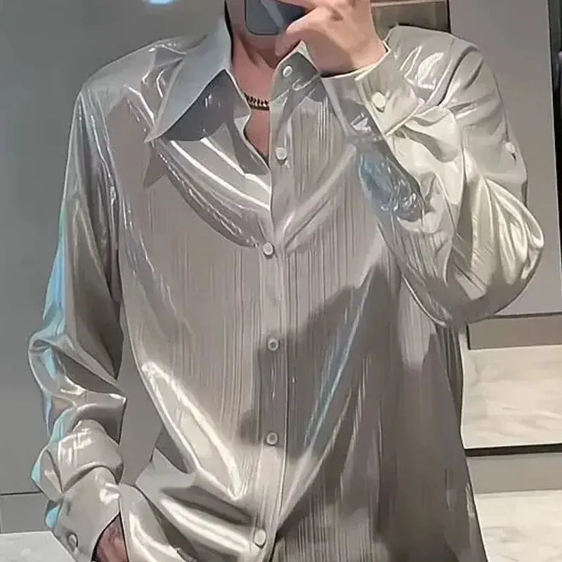 Threebooy Summer Trendy and Simple Iron-free Shirt for Men, Long Sleeves Korean New Loose Casual Handsome Shirt Thin Top Aesthetic