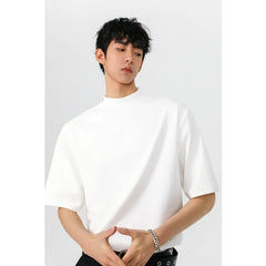 Threebooy Black White Men's T shirt Cotton Short Sleeve Sports GYM Running Fitness T-shirts Tops For Man Mock neck Casual Tshirt