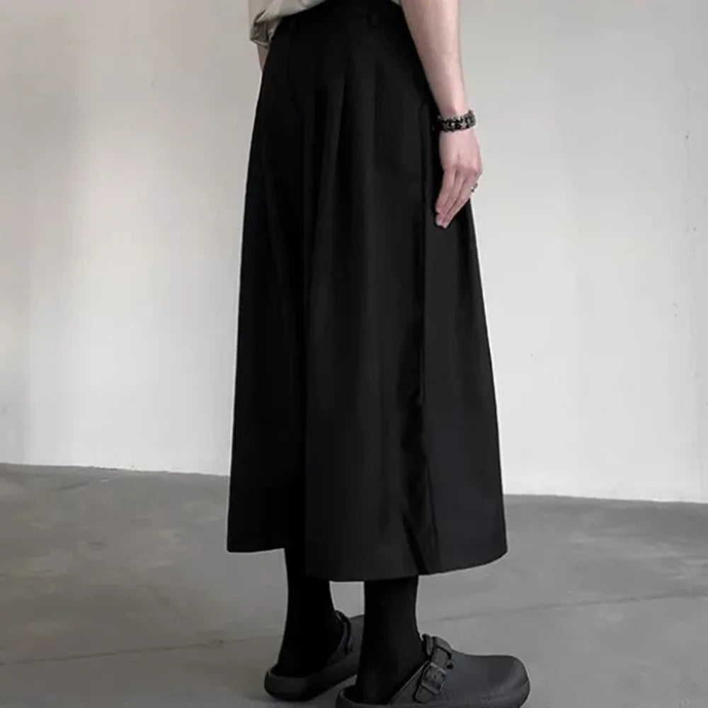 Threebooy Gothic Dark Casual Culottes Spring Japanese Harajuku Streetwear Elegant Daily Business Office Fashion Wide Leg Pants Unisex 2024