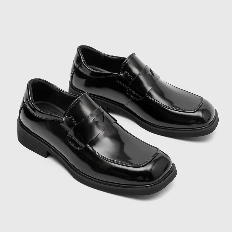 Threebooy  Mens Classic Retro British Style Penny Loafers Men's Casual Business Shoes Men Square Toe Slip-on Party Wedding Shoe