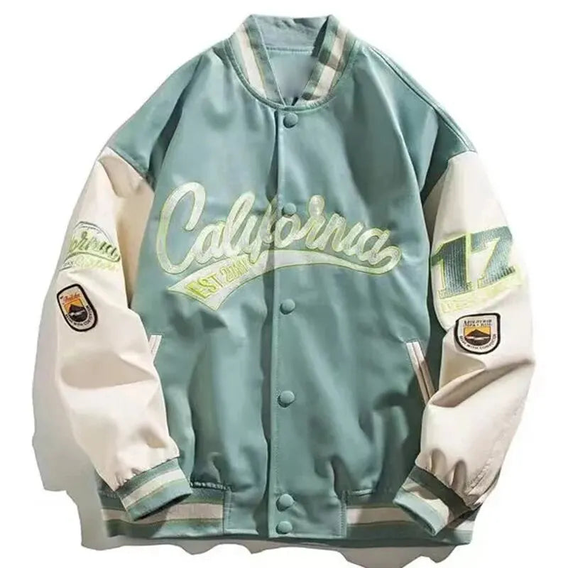 Threebooy PU Leather Varsity Bomber Jacket Embroidery Pilot Baseball Jacket Men Hip-Hop Streetwear Women New Harajuku Loose Coats