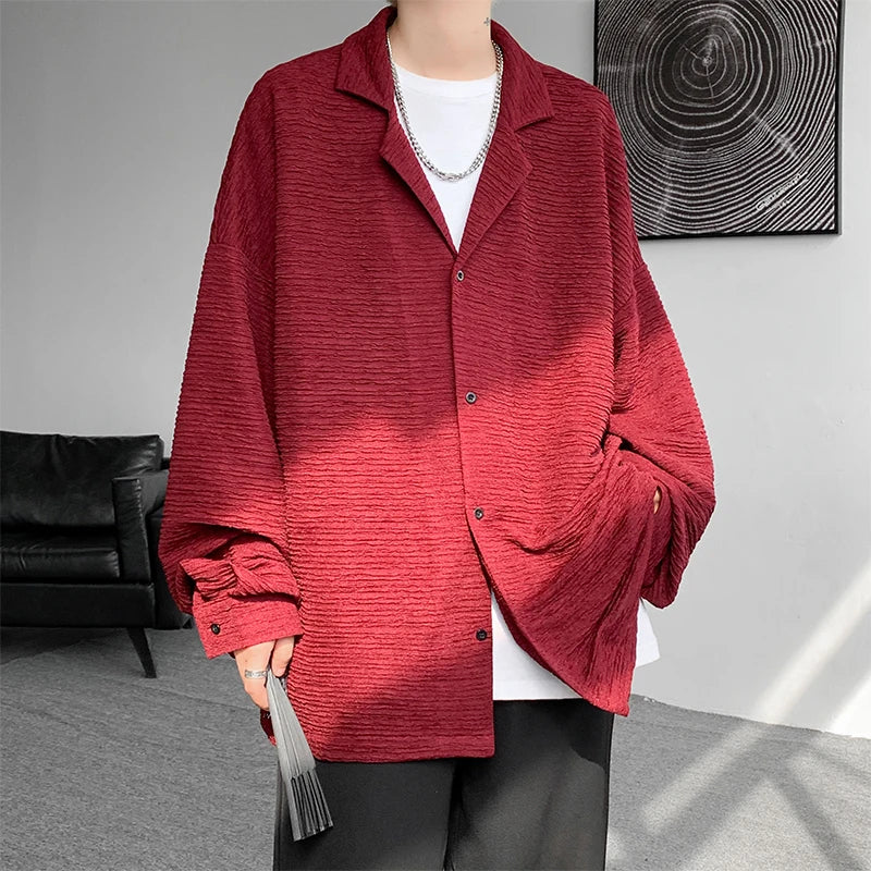 Threebooy Korean Fashion Ice Silk Shirt Men's High Quality Long Sleeve Shirts Loose Casual Blouse Oversized 5XL masculina camisas hombre