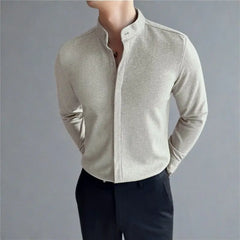 Threebooy  Men's Woolen Long-sleeved Shirt Warm Autumn and Winter Large Size Slim Light Luxury Versatile Handsome Shirt