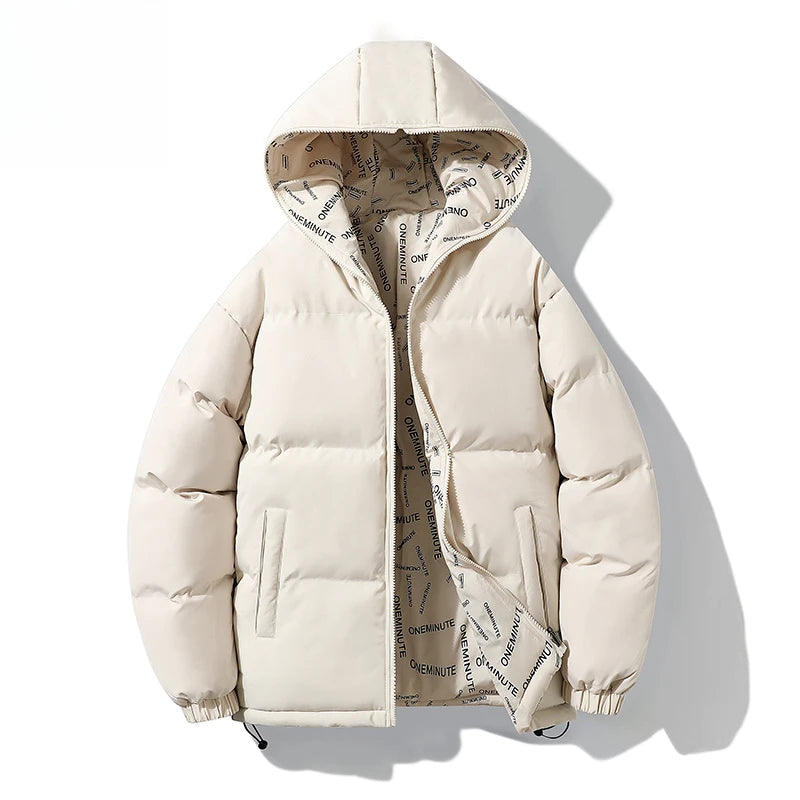 Threebooy Korean Hip Hop Winter Parkas Thickened Warm Padded Coat Youth Trendy Bread Jacket Two Sides Wearing Jacket Cityboy Hooded Wear