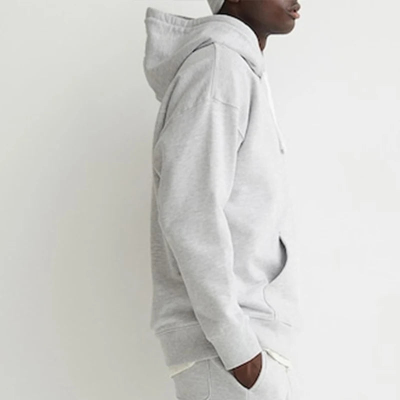 Threebooy 380GSM Oversized Thin Type Autumn Winter Casual Cotton Men Top Solid Color Hoodies Sweatshirt Streatwear
