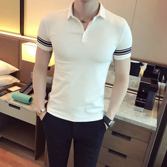 Threebooy  Summer Short Sleeve POLO Shirts Men Slim Casual T-shirts Men Clothing Business Social Slim Fit Polos Streetwear Tee Tops