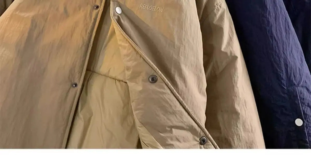 Threebooy Thickened Winter Parkas Japanese Large Size Retro Workwear English Letters Padded Coat Loose Lapel Warm Button Up Coat
