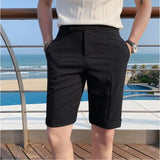 Threebooy  High Quality Korean Solid Slim Fit Suit Shorts Men Clothing Simple All Match Business Formal Wear Short Homme Streetwear