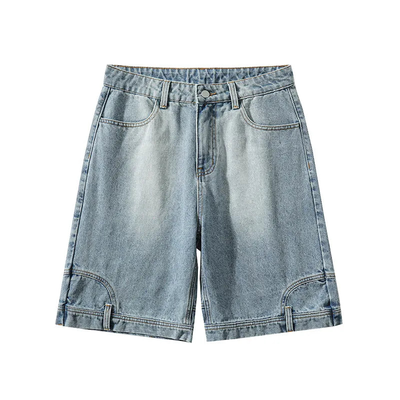 Threebooy  Short Men Blue Washed Denim Shorts Casual Distressed Design Summer Streetwear Fashion Comfort Fit Men Denim Shotrt