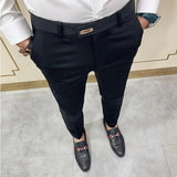 Threebooy Mens Business Suit Pant Male Pants Ankle Length Casual Slim Formal Trousers Elastic Pencil Pants Office Work Men Clothes