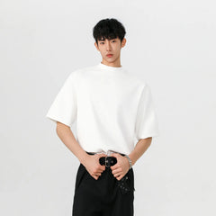 Threebooy Black White Men's T shirt Cotton Short Sleeve Sports GYM Running Fitness T-shirts Tops For Man Mock neck Casual Tshirt