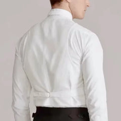 Threebooy  Men Vest White Single Button Solid With Lapel Waistcoat Suit For Wedding Birthday Banquet Party Business Work Men Suit Vest