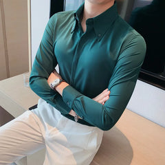 Threebooy High Quality Summer Men Dress Striped Shirts Short Sleeve Fashion Korean Slim Fit Casual Business Formal Wear Blouse Homme