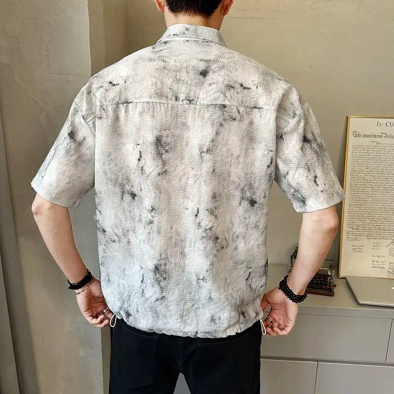 Threebooy 2025 High-end New Short-sleeved Men's Shirt Summer Fashion Trendy Brand Half-sleeved Thin Loose Casual Trend