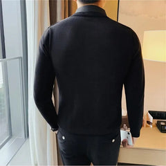 Threebooy Korean Style Men Keep Warm In Autumn Fake 2 Pieces Shirt Collar Knit Sweaters/Male Slim Fit Stripe Fashion Casual Knit Pullover