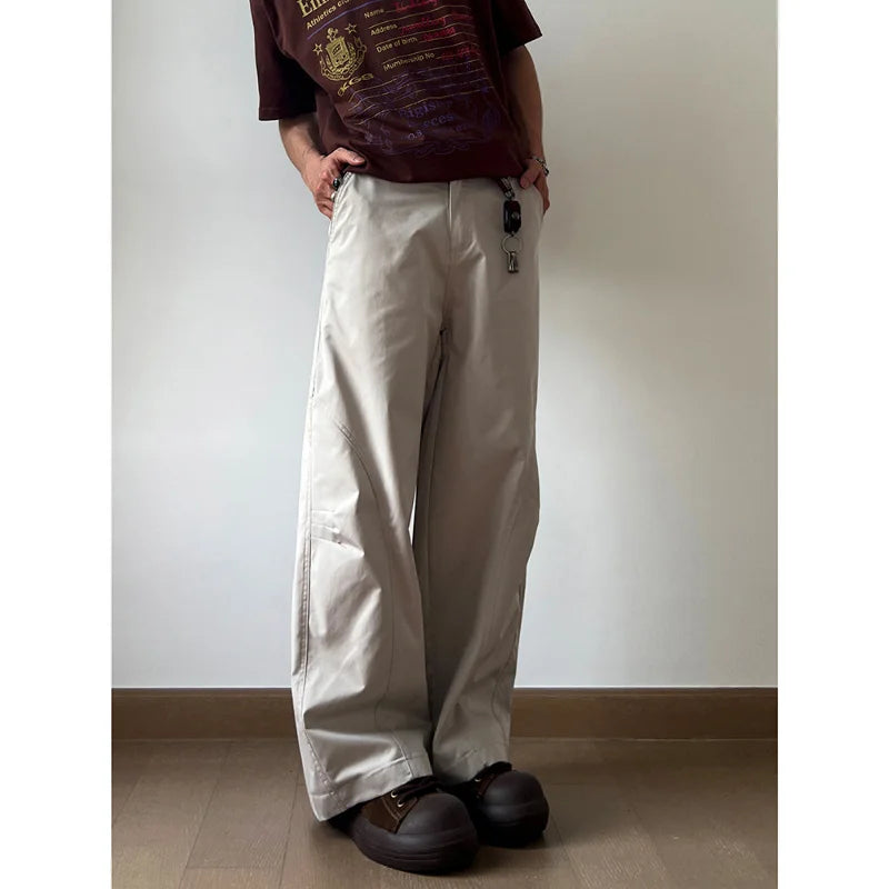 Threebooy 90s Fashion American Style Spliced Casual Pants Men's Spring Autumn New Loose Wide Leg Pants