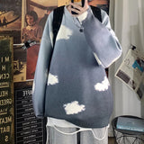 Threebooy Winter Cloud Sweater Men Warm Fashion Tie Dyed Knitted Pullover Men Streetwear Loose Round Neck Sweater Mens Jumper Clothes