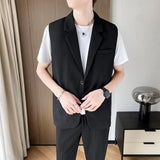 Threebooy Suit Vest Men Slim Fit Fashion Social Mens Dress Vest Korean Business Casual Solid Color Vest Mens Office Formal Vest S-3XL